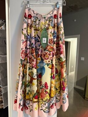 FARM Rio Pink Floral & Multicolor Print Midi Skirt